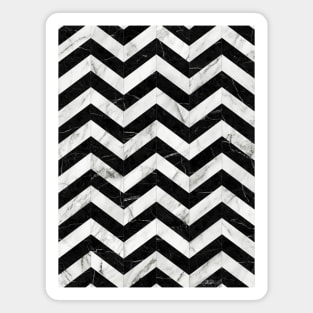 Marble Chevron Pattern 2 - Black and White Magnet